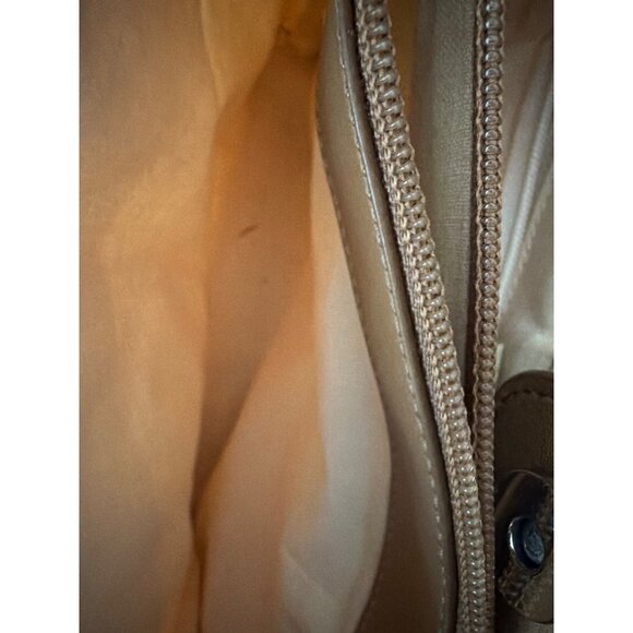 Fossil Woven Straw & Leather Bag Key Accent Dual Top Handles Zipper Beige & Tan - Picture 4 of 7